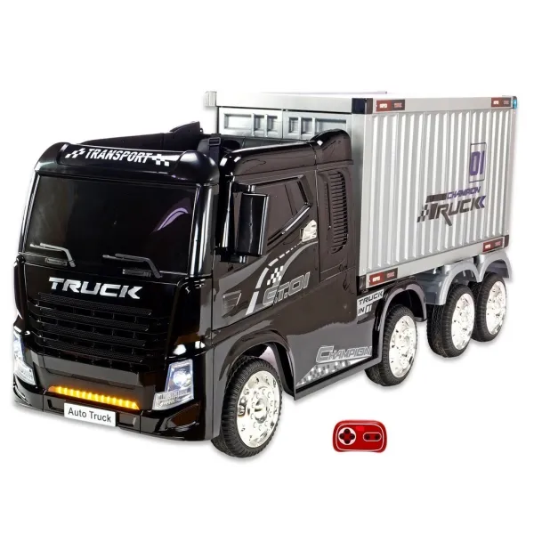 Kamion Truck Champion s návěsem a kontejnerem s 2,4G, 4x4, černý