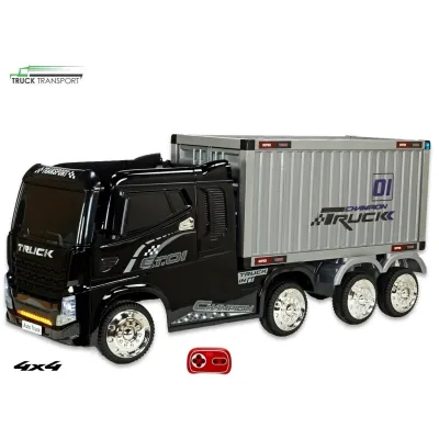 Kamion Truck Champion s návěsem a kontejnerem s 2,4G, 4x4, černý Kamion Truck Champion s návěsem a kontejnerem s 2,4G, 4x4, černý