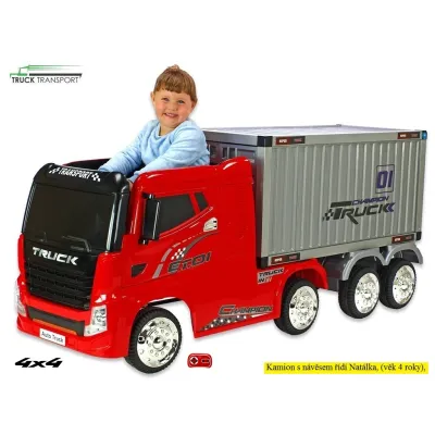 Kamion Truck Champion s návěsem a kontejnerem s 2,4G, 4x4, černý Kamion Truck Champion s návěsem a kontejnerem s 2,4G, 4x4, černý