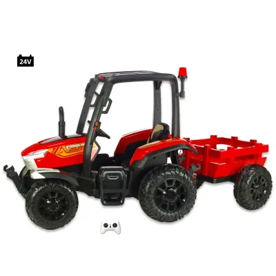 odběr v Teplicích!, Traktor Blast s 2,4G, kabinou a vlekem, 24V / 2x200W, červený odběr v Teplicích!, Traktor Blast s 2,4G, kabinou a vlekem, 24V / 2x200W, červený