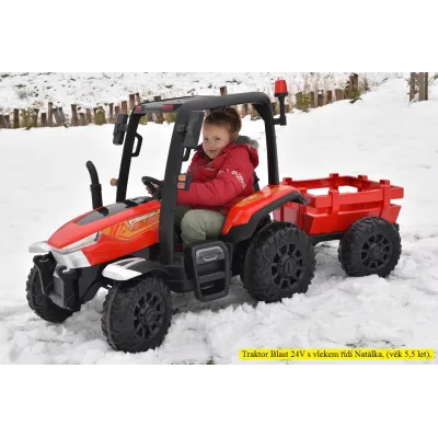 odběr v Teplicích!, Traktor Blast s 2,4G, kabinou a vlekem, 24V / 2x200W, červený odběr v Teplicích!, Traktor Blast s 2,4G, kabinou a vlekem, 24V / 2x200W, červený