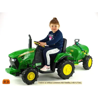 Traktor Hello s 2,4G, gumovými nafukovacími koly, cisternovým vlekem a stříkačkou, zelený Traktor Hello s 2,4G, gumovými nafukovacími koly, cisternovým vlekem a stříkačkou, zelený