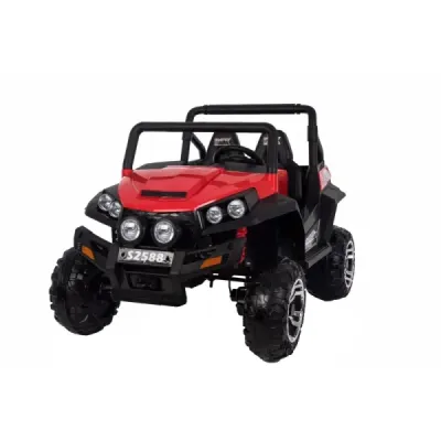 Elektrické autíčko RSX Červené, Pohon 4x4, 2x12V, EVA kola, široké dvoumístné čalouněné sedadlo, 2,4 GHz DO, 4 X MOTOR, Dvoumíst