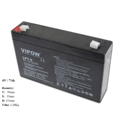 Gelová nabíjecí baterie Vipow 6V-7Ah/ 20HR Gelová nabíjecí baterie Vipow 6V-7Ah/ 20HR