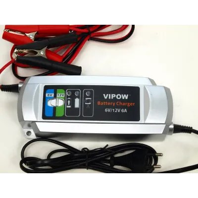 Nabíječka gelových a olověných baterií 6V nebo 12V s LED diodou nabití baterie, plně automatická, Vipow 1139 Nabíječka gelových a olověných baterií 6V nebo 12V s LED diodou nabití baterie, plně automatická, Vipow 1139
