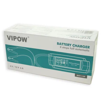 Nabíječka gelových a olověných baterií 6V nebo 12V s LED diodou nabití baterie, plně automatická, Vipow 1139 Nabíječka gelových a olověných baterií 6V nebo 12V s LED diodou nabití baterie, plně automatická, Vipow 1139