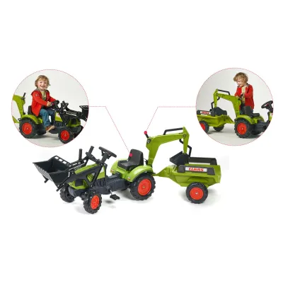 Šlapací traktor Claas Arion 410 se 2 lžícemi, valníkem, délka 181cm, Made in France, Šlapací traktor Claas Arion 410 se 2 lžícemi, valníkem, délka 181cm, Made in France,