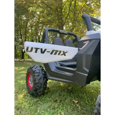 Elektrické autíčko NEW RSX Bílé, Pohon 4x4, 2x 12V, EVA kola, široké dvoumístné sedadlo, Klíč, 2,4 GHz DO, 4X MOTOR, Dvoumístné,