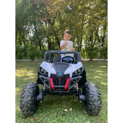 Elektrické autíčko NEW RSX Bílé, Pohon 4x4, 2x 12V, EVA kola, široké dvoumístné sedadlo, Klíč, 2,4 GHz DO, 4X MOTOR, Dvoumístné,