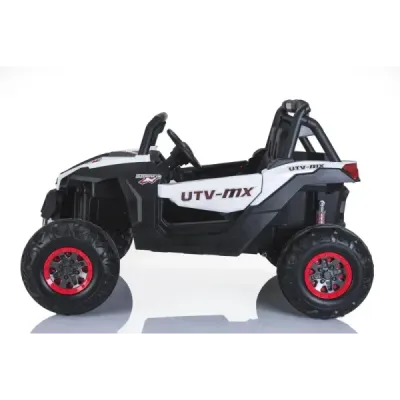 Elektrické autíčko NEW RSX Bílé, Pohon 4x4, 2x 12V, EVA kola, široké dvoumístné sedadlo, Klíč, 2,4 GHz DO, 4X MOTOR, Dvoumístné,