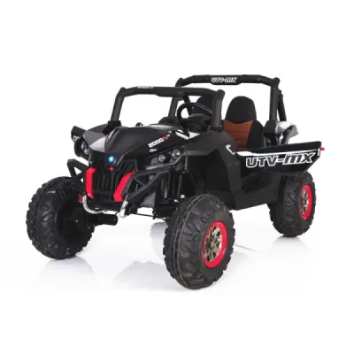 Elektrické autíčko NEW RSX Černé, Pohon 4x4, 2x 12V, EVA kola, široké dvoumístné sedadlo, Klíč, 2,4 GHz DO, 4X MOTOR, Dvoumístné