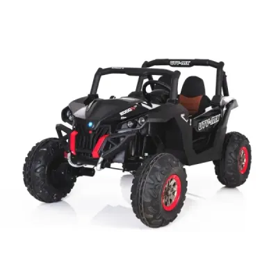 Elektrické autíčko NEW RSX Černé, Pohon 4x4, 2x 12V, EVA kola, široké dvoumístné sedadlo, Klíč, 2,4 GHz DO, 4X MOTOR, Dvoumístné