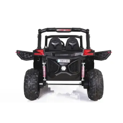 Elektrické autíčko NEW RSX Černé, Pohon 4x4, 2x 12V, EVA kola, široké dvoumístné sedadlo, Klíč, 2,4 GHz DO, 4X MOTOR, Dvoumístné