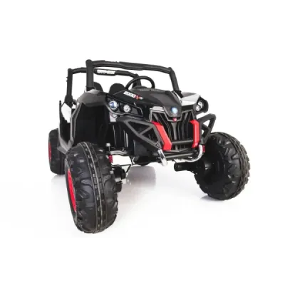 Elektrické autíčko NEW RSX Černé, Pohon 4x4, 2x 12V, EVA kola, široké dvoumístné sedadlo, Klíč, 2,4 GHz DO, 4X MOTOR, Dvoumístné