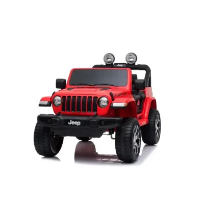 Elektrické autíčko Jeep Wrangler, Jednomístné, červené, Koženková sedadla, Rádio s Bluetooth přehrávačem, SD / USB vstup, Pohon 