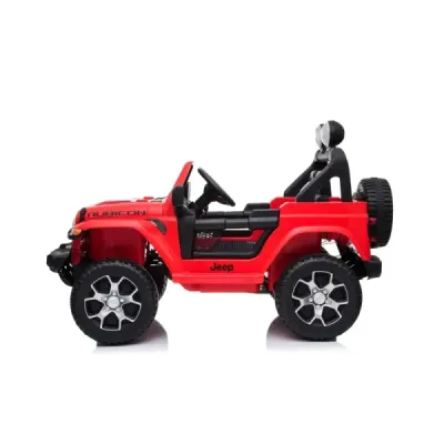 Elektrické autíčko Jeep Wrangler, Jednomístné, červené, Koženková sedadla, Rádio s Bluetooth přehrávačem, SD / USB vstup, Pohon 