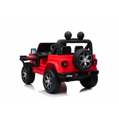 Elektrické autíčko Jeep Wrangler, Jednomístné, červené, Koženková sedadla, Rádio s Bluetooth přehrávačem, SD / USB vstup, Pohon 