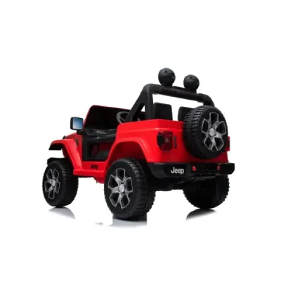 Elektrické autíčko Jeep Wrangler, Jednomístné, červené, Koženková sedadla, Rádio s Bluetooth přehrávačem, SD / USB vstup, Pohon 