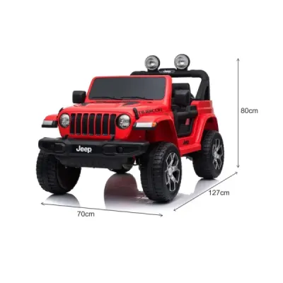 Elektrické autíčko Jeep Wrangler, Jednomístné, červené, Koženková sedadla, Rádio s Bluetooth přehrávačem, SD / USB vstup, Pohon 