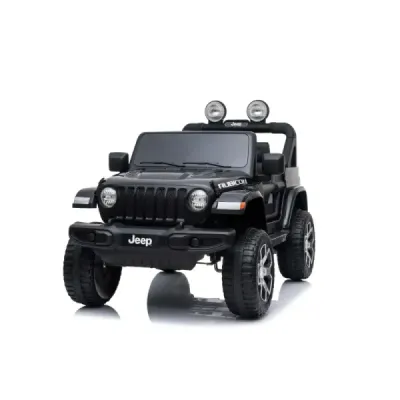 Elektrické autíčko Jeep Wrangler, Jednomístné, černé, Koženková sedadla, Rádio s Bluetooth přehrávačem, SD / USB vstup, Pohon 4x