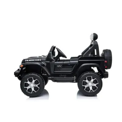 Elektrické autíčko Jeep Wrangler, Jednomístné, černé, Koženková sedadla, Rádio s Bluetooth přehrávačem, SD / USB vstup, Pohon 4x