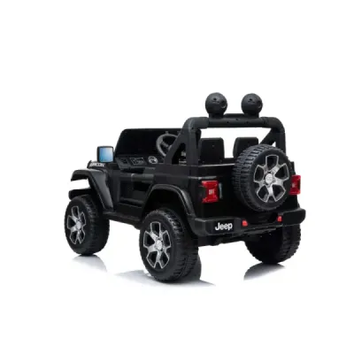 Elektrické autíčko Jeep Wrangler, Jednomístné, černé, Koženková sedadla, Rádio s Bluetooth přehrávačem, SD / USB vstup, Pohon 4x
