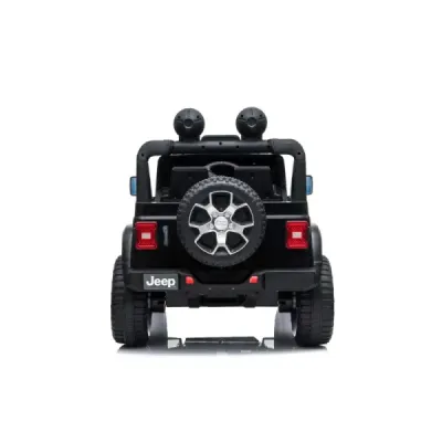 Elektrické autíčko Jeep Wrangler, Jednomístné, černé, Koženková sedadla, Rádio s Bluetooth přehrávačem, SD / USB vstup, Pohon 4x