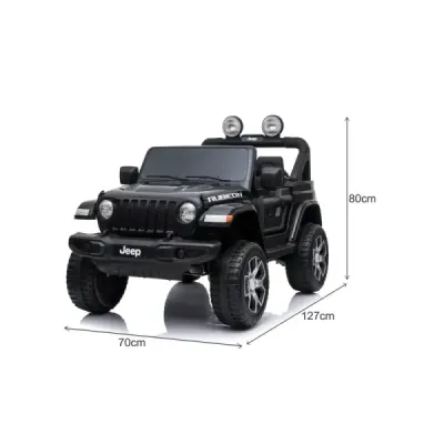 Elektrické autíčko Jeep Wrangler, Jednomístné, černé, Koženková sedadla, Rádio s Bluetooth přehrávačem, SD / USB vstup, Pohon 4x