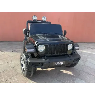 Elektrické autíčko Jeep Wrangler, Jednomístné, černé, Koženková sedadla, Rádio s Bluetooth přehrávačem, SD / USB vstup, Pohon 4x