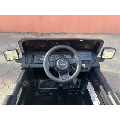 Elektrické autíčko Jeep Wrangler, Jednomístné, černé, Koženková sedadla, Rádio s Bluetooth přehrávačem, SD / USB vstup, Pohon 4x