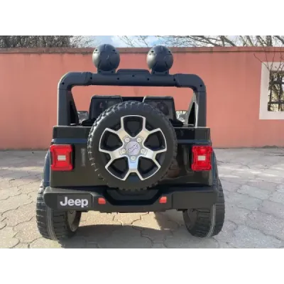 Elektrické autíčko Jeep Wrangler, Jednomístné, černé, Koženková sedadla, Rádio s Bluetooth přehrávačem, SD / USB vstup, Pohon 4x