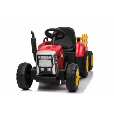 Elektrický Traktor Workers s vlečkou, červený