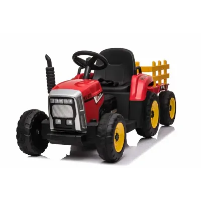 Elektrický Traktor Workers s vlečkou, červený