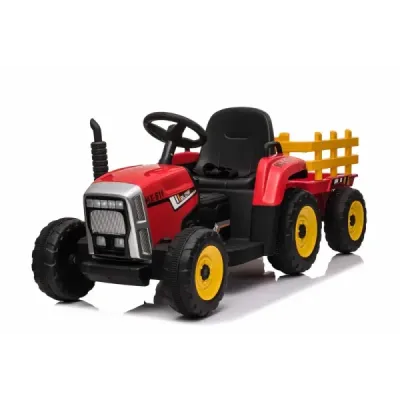 Elektrický Traktor Workers s vlečkou, červený