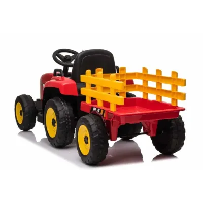 Elektrický Traktor Workers s vlečkou, červený
