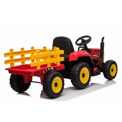 Elektrický Traktor Workers s vlečkou, červený