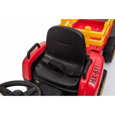 Elektrický Traktor Workers s vlečkou, červený