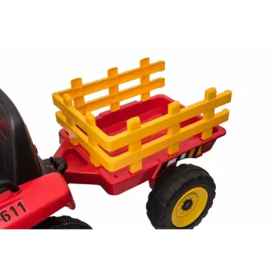 Elektrický Traktor Workers s vlečkou, červený