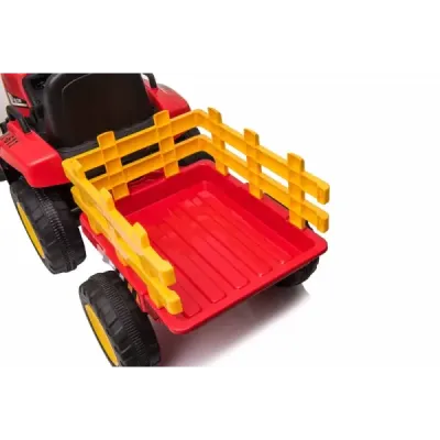 Elektrický Traktor Workers s vlečkou, červený