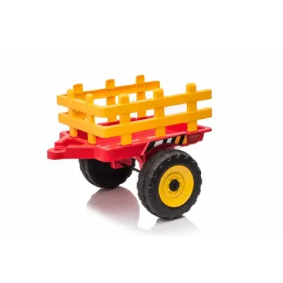 Elektrický Traktor Workers s vlečkou, červený
