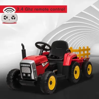 Elektrický Traktor Workers s vlečkou, červený