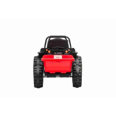 Elektrický Traktor POWER s vlečkou, červený, Pohon zadních kol, 12V baterie, Plastové kola, široké sedadlo, 2,4 GHz Dálkový ovla