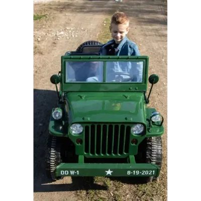 Elektrické autíčko USA ARMY 4×4 – zelené, 3‑místné