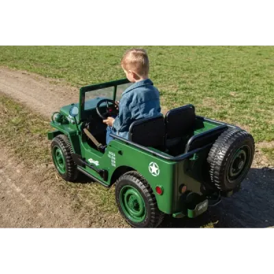 Elektrické autíčko USA ARMY 4×4 – zelené, 3‑místné
