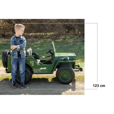 Elektrické autíčko USA ARMY 4×4 – zelené, 3‑místné