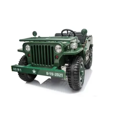 Elektrické autíčko USA ARMY 4×4 – zelené, 3‑místné