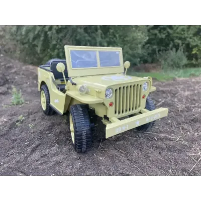 Elektrické autíčko USA ARMY 4×4 – zelené, 3‑místné