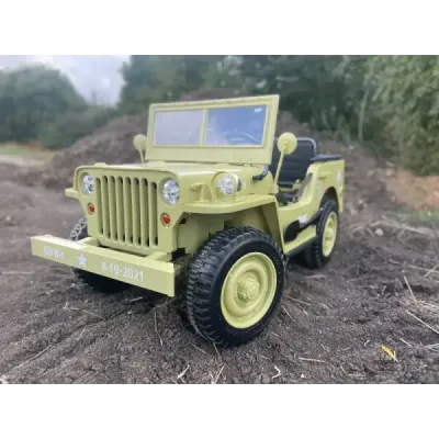Elektrické autíčko USA ARMY 4×4 – zelené, 3‑místné