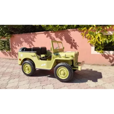Elektrické autíčko USA ARMY 4×4 – zelené, 3‑místné