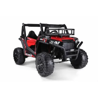 Elektrické autíčko UTV 24V, červené, dvoumístné, 2 x 200 W Motor, EVA kola, odpružené nápravy, elektrická brzda, čalouněné sedad